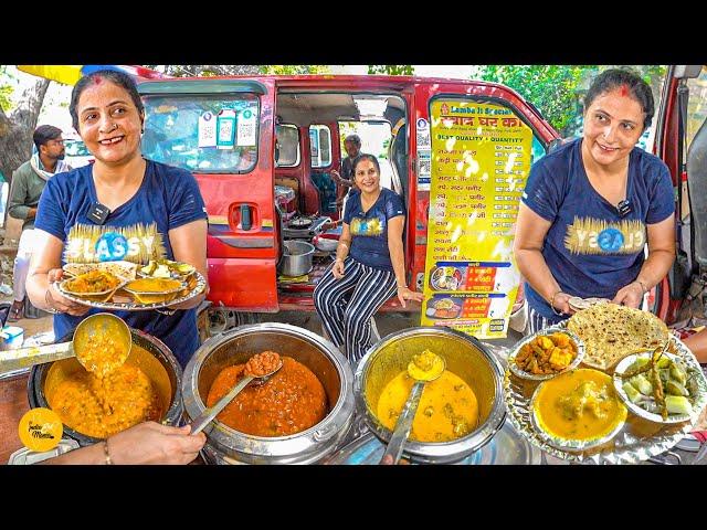 Hardworking Aunty Ki Ghar Ke Swad Wali Pure Veg Thali In Delhi Rs. 60/- Only l Delhi Street Food