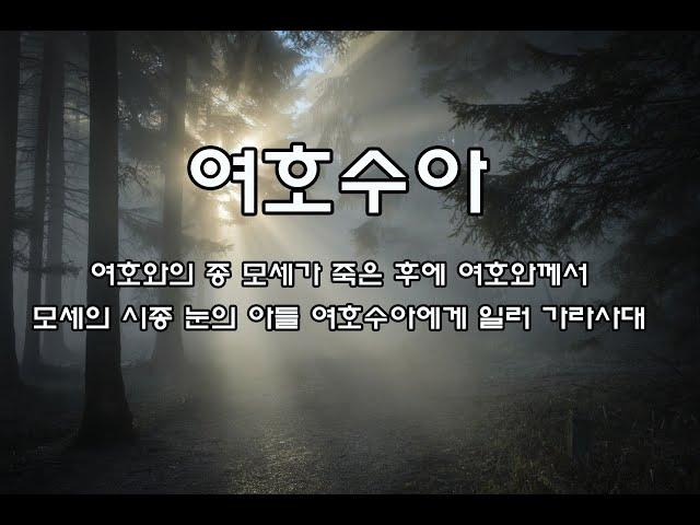 여호수아 (여호와의 종 모세가 죽은 후에 여호와께서 모세의 시종 눈의 아들 여호수아에게 일러 가라사대)