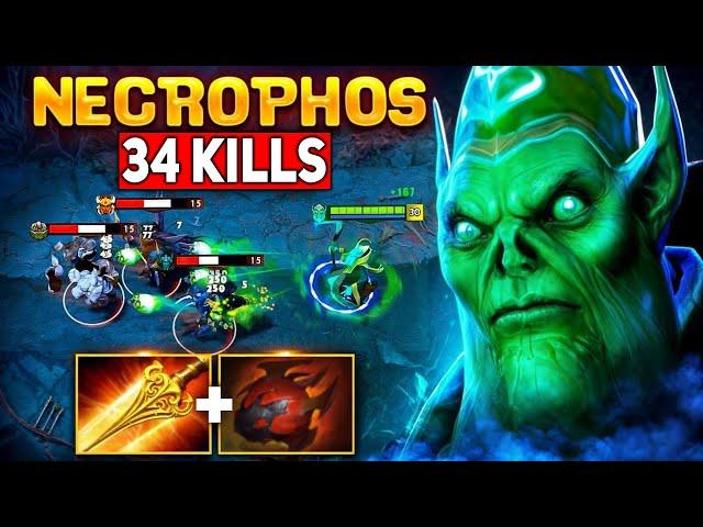 34 Kills Necrophos Insane Damage 7.37d 7000 MMR | Dota 2 Gameplay