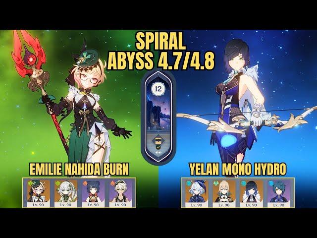 C0 Emilie Burn & C0 Yelan Mono Hydro | Spiral Abyss Floor 12 | Genshin Impact v4.8