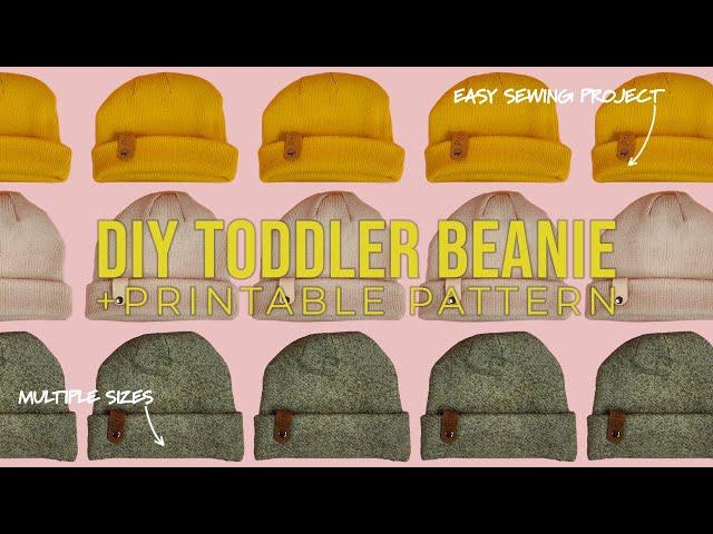 DIY Toddler Beanie + Printable PDF Sewing PATTERN (EASY SEWING PROJECT) (STEP BY STEP TUTORIAL)