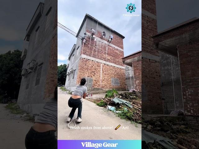 These Painters are Real-Life Ninjas!  No Scaffolding Needed! #painting #construction #skills  #wow