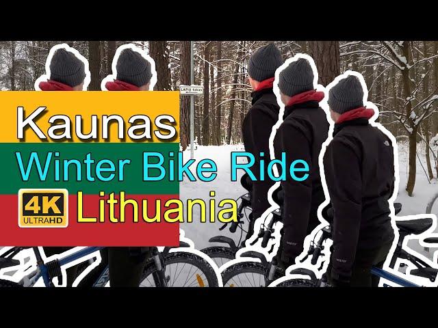 ⁴ᴷ⁶⁰ Kaunas City Bike Tour, Lithuania | Cycling in Lithuania 4k 60fps | Kaunas Winter Bike Ride 2022