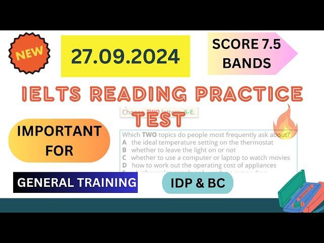 ielts general reading practice test 2024 with answers | 27.09.2024