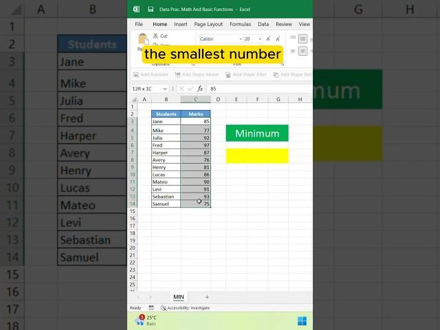 Find the Smallest Value in Excel FAST!