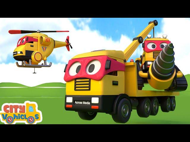 Road Repair by construction Vehicles - drill truck ,Wheel Loader and Dump Trucks for Kids.