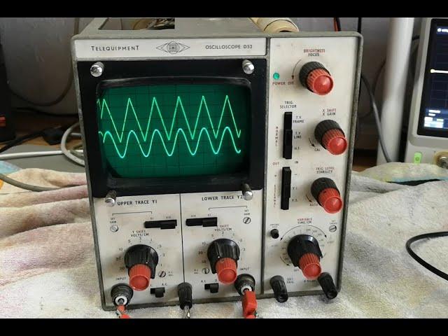 Oscilloscope Telequipment D52 2ch 1969 DUAL BEAM CRT test repair teardown