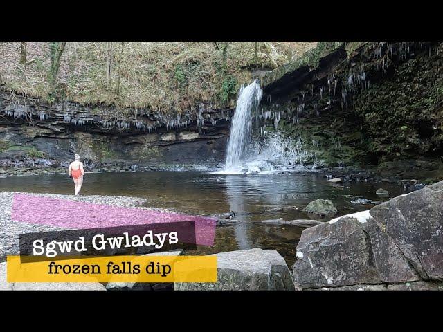 A spicy winter dip at Lady Falls Sgwd Gwladys plunge pool in the Brecon Beacons Bannau Brycheiniog