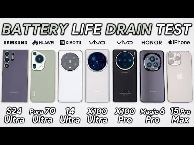 Samsung S24 Ultra vs Huawei Pura 70 Ultra / Xiaomi / Vivo / HONOR / iPhone Battery Life DRAIN Test!