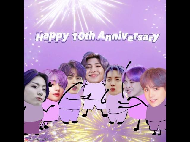 Happy 10th Anniversary BTS #bts #animation #rm #jin #jhope #yoongi #taehyung #jungkook #jimin