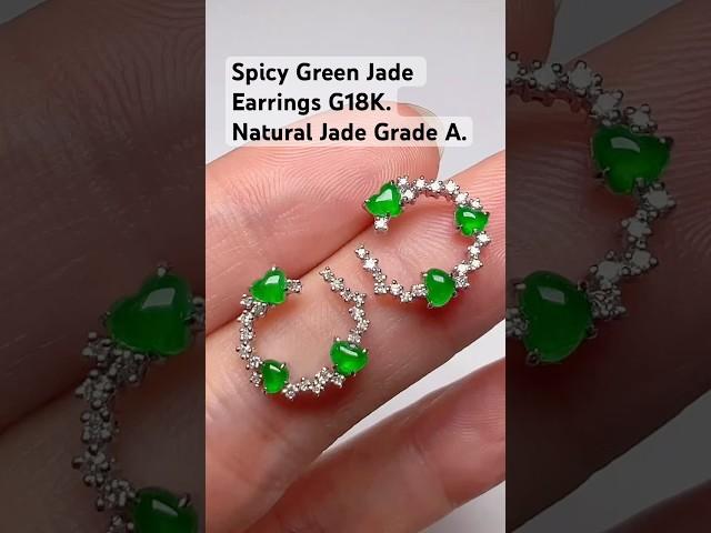 Spicy Green Jade Earrings#earrings #earings #ring #gems #jadeite #jade #crystals #jewellery #jewelry