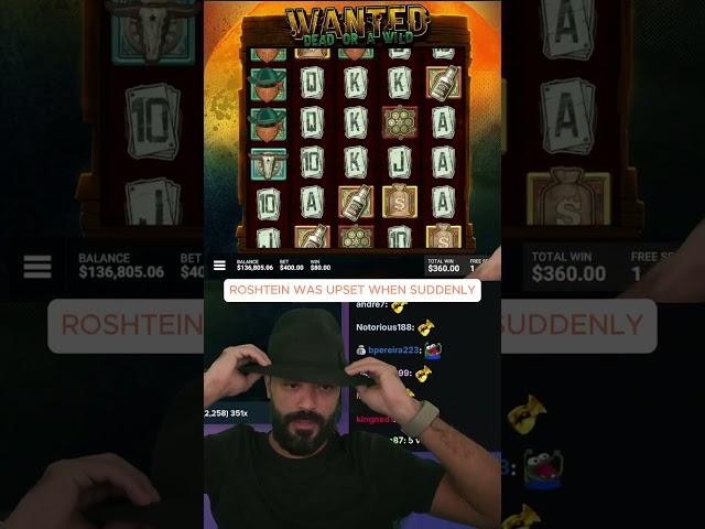 ROSHTEIN GOT 3 HUGE DUELS ON WANTED DEAD OR WILD #roshtein #casino #slots #maxwin #shorts