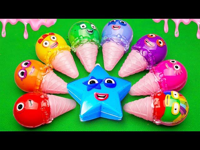 Mixing Colorful Lollipop to Mixing SLIME in Rainbow ICE Cream Shape Coloring! Satisfying ASMR Videos