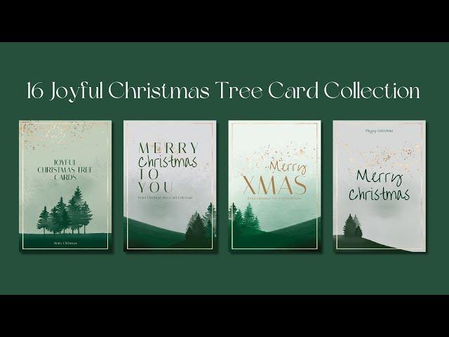 Joyful Christmas Tree Cards: 16 Unique Watercolor Designs for Postcards, Decor, Digital Holiday Card