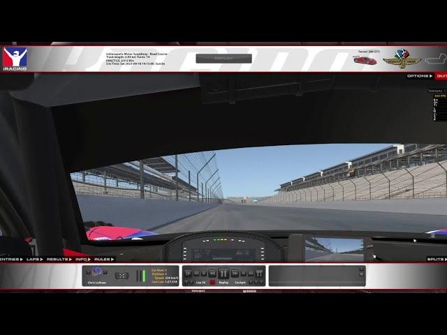 iRacing Indianapolis Motor Speedway - Road Course Ferrari 296 GT3 Track Guide (Hotlap + Telemetry)