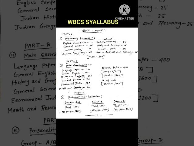 WBCS Syllabus and question pattern #wbcs #question pattern #syllabus of WBCS #shorts