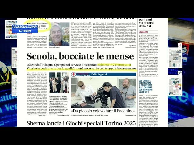 17-11-2024 - RASSEGNA STAMPA DELLE PROVINCE DEL LAZIO DI DOMENICA 17 NOVEMBRE