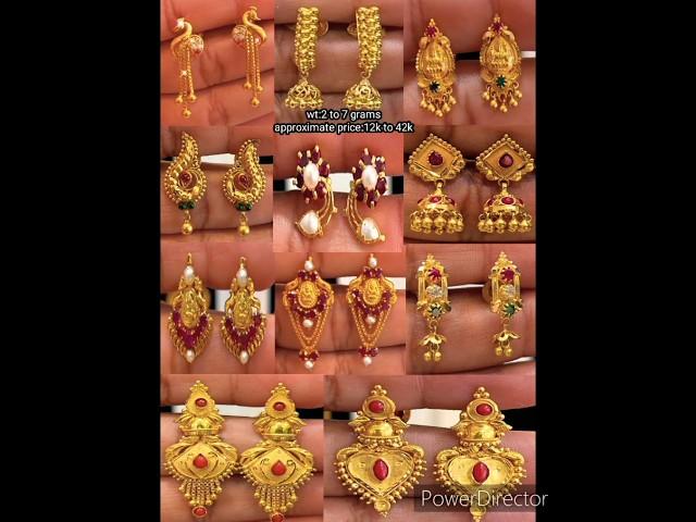 only 2 grams gold earrings designs/daily wear earrings/light weight earrings