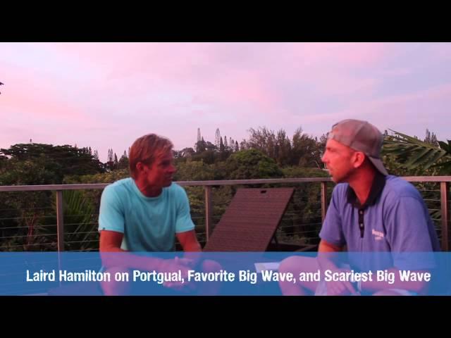 Wesley Stewart founder of Urban Surf 4 Kids talks w/ Laird Hamilton on Nazare,Portugal.