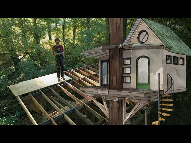 Building A Beautiful Treehouse In The Forest Alone - Part 1