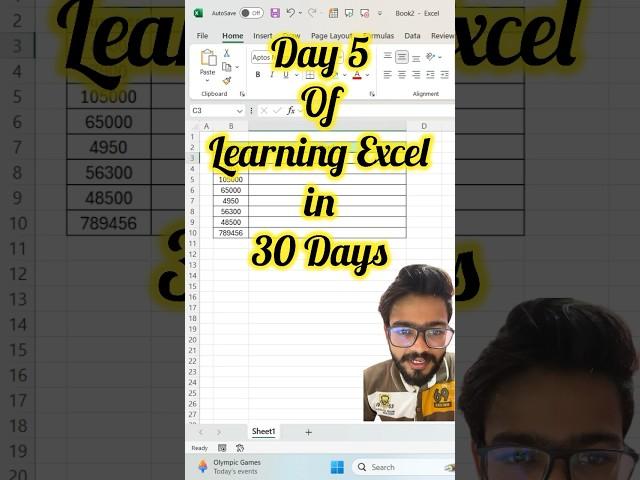 Day 5 | Excel Learning #exceltips #excel #exceltricks #exceltutorial #shortvideo #shorts #excelhack