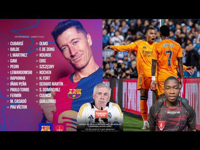 Voici le Groupe de Barca contre Brest sans un cadre Ancelotti Va mettre Mbappé à la place de Vini.
