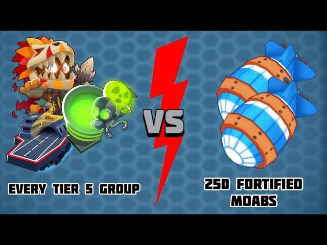 Every Tier 5 Group vs 250 Fortified MOABs in BTD6