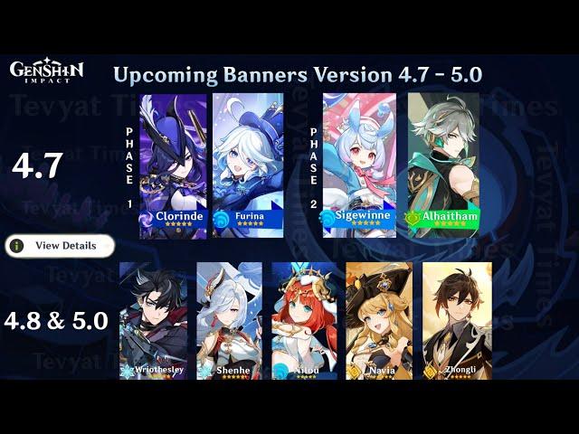 UPDATED!! VERSION 4.7 TO 5.0 BANNERS ROADMAP | FURINA/CLORINDE/ALHAITHAM/SIGEWINNE - Genshin Impact