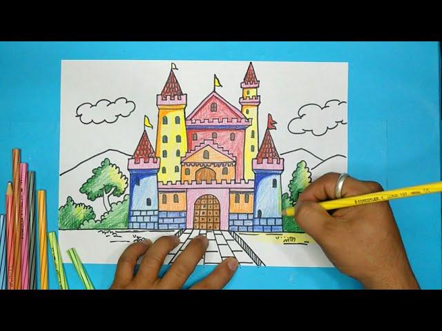 Draw a Castle Easily step by step easy Castle Drawing Tutorial