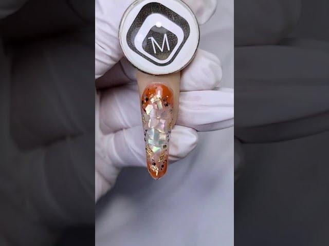 Amber inlay nail design