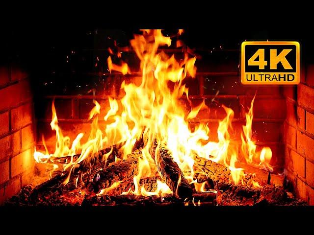  Cozy Fireplace 4K (12 HOURS). Fireplace with Crackling Fire Sounds. Fireplace Ambience