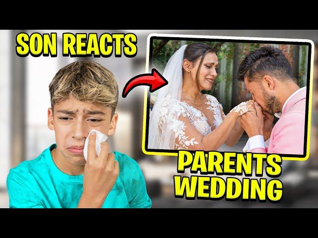 11 Year Old Son REACTS To Our WEDDING VIDEO.. EMOTIONAL 