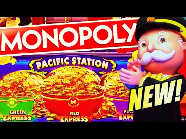 NEW SLOT!  MONOPOLY EXPRESS (PACIFIC STATION) Slot Machine (LIGHT & WONDER)