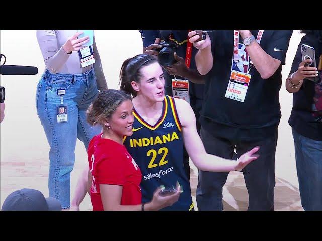  Caitlin Clark Hugs Gabbie Marshall, Iowa Hawkeyes Teammate After Winning Game. Indiana Fever