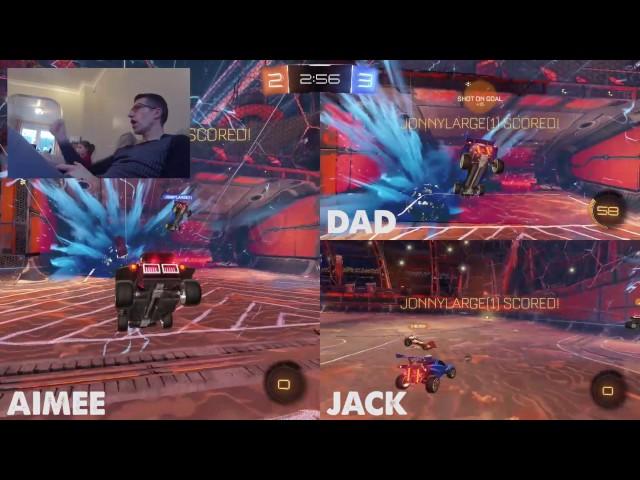 Rocket League on the Xbox - Aimee versus Jack and Dad in a 13 Goal Thriller