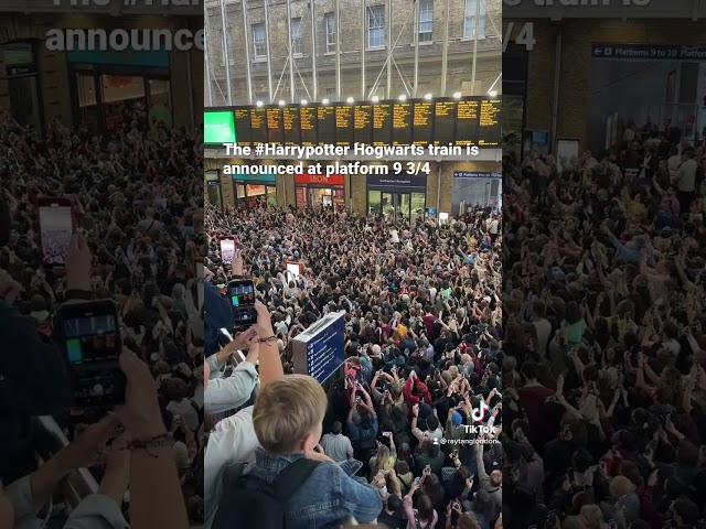 The Harry Potter Hogwarts train is announced at platform 9 3/4 at Kings Cross station this morning.