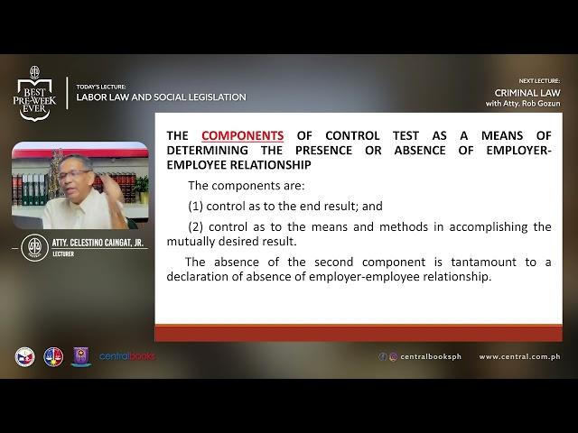 Labor Law and Social Legislation Pre-Week Lecture with Atty. Celestino Caingat, Jr. ️