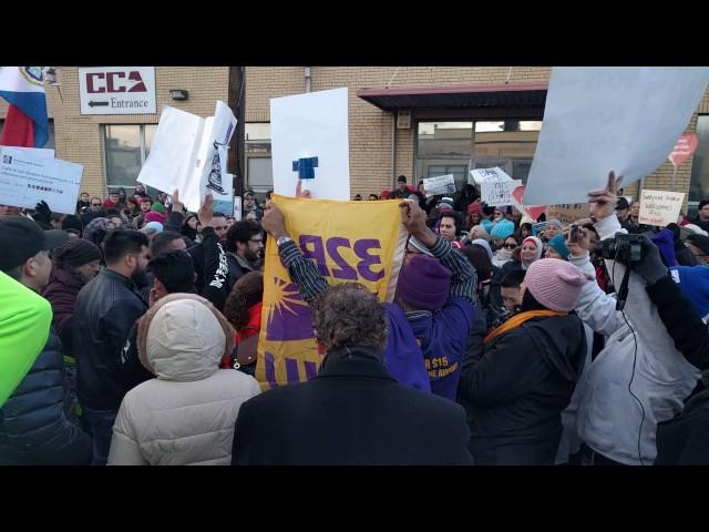 Senator Booker of NJ at a Rally in front CCA/CoreCivic detention center in Elizabeth NJ 1/29/2017