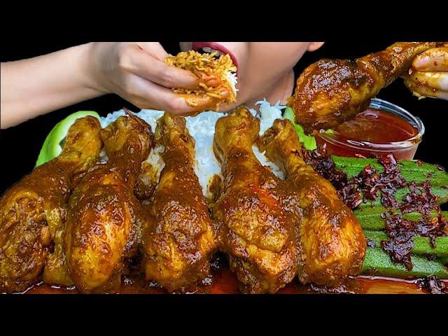 SPICY CHICKEN LEGS | SPICY LADY FINGER CURRY | MANGO & WHITE RICE