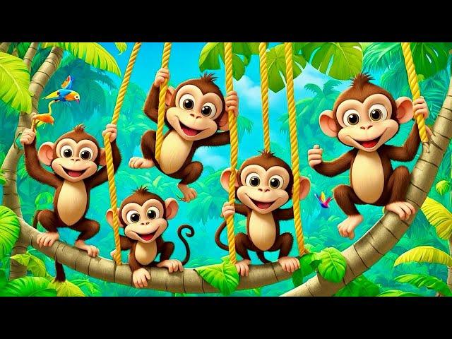 Five Little Monkeys Jumping on the Bed | Fun Counting Song for Kids | Nursery Rhymes & Kids Songs