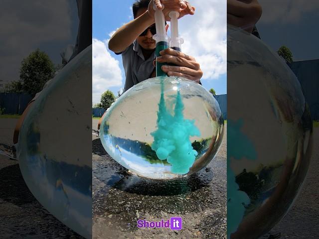 Injecting Turquoise Color Into a Giant Ice Balloon!  #shorts #shoulditreviews
