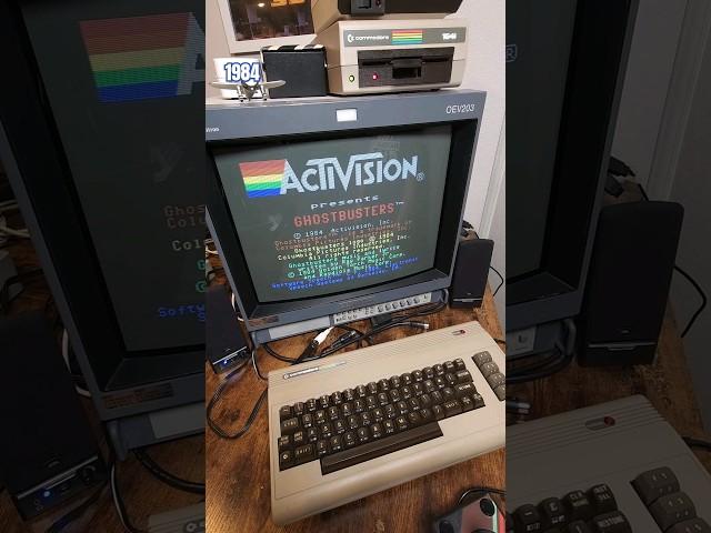 Playing Ghostbusters on a Commodore 64, 1984 #shorts #retrogaming