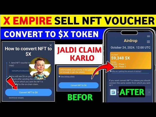 How To Convert NFT To $X Airdrop Token | X Empire NFT Voucher Deposit In Exchange |New Update