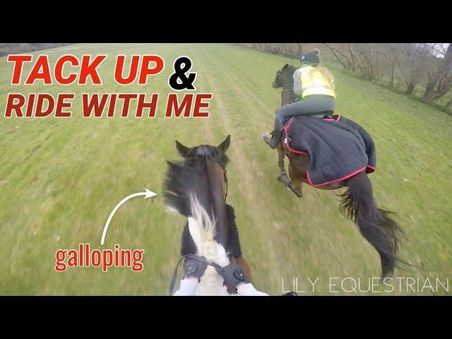 TACK UP & RIDE WITH ME HACKING GOPRO | Lily & Inky VS Gates