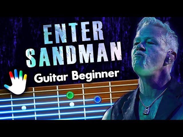 Enter Sandman Guitar Lessons for Beginners Metallica Tutorial | Easy Chords + Lyrics + Backing Track