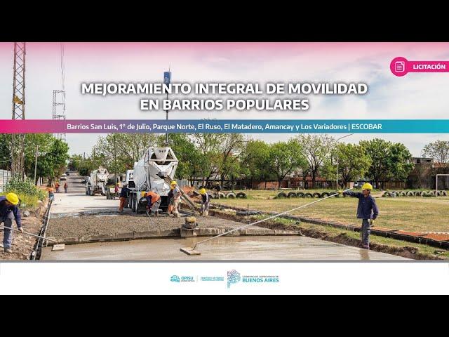 Licitación pública | ️ “Mejoramiento integral de movilidad en barrios populares” en #Escobar