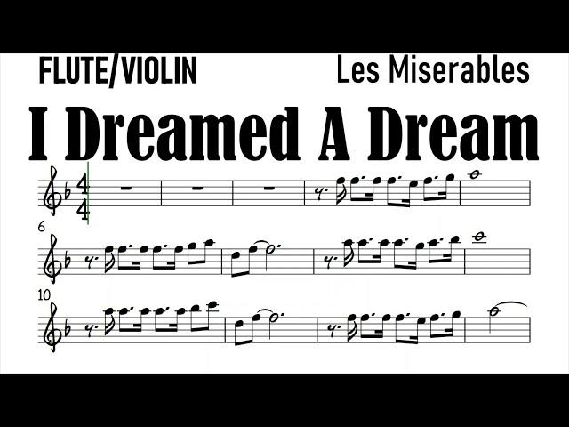 I Dreamed a Dream Flute Violin Sheet Music Backing Track Play Along Partitura