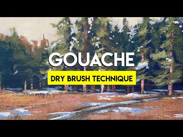 Painting snowy forests with GOUACHE  (tackling water control issues)