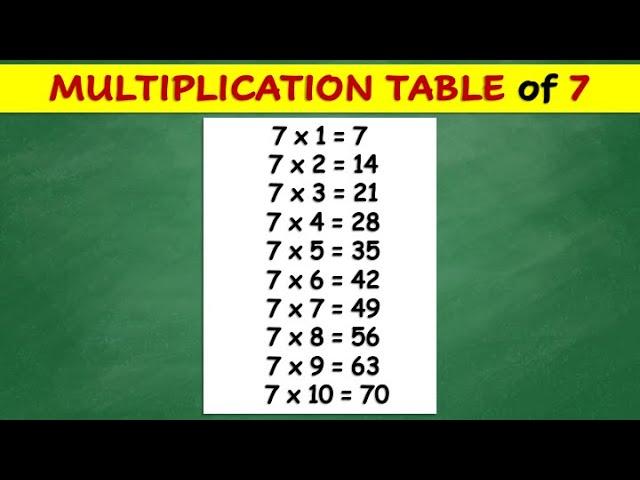 Multiplication Table of 7