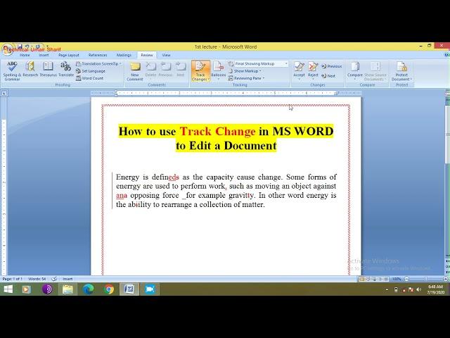 How To Use Track Change In Microsoft Word | technical umair sharif